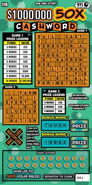 $1,000,000 50X CASHWORD ticket